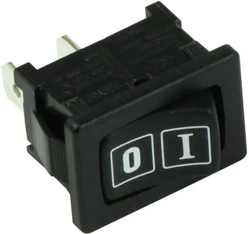 Schwarzer Wippschalter mit den Positionen "0" und "I", der für elektrische Anwendungen geeignet ist und der Marke Bosch zugeordnet werden kann.